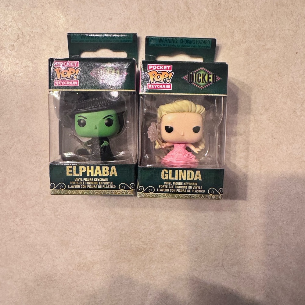 Funko Pocket Pop! Keychain Elphaba Green & Glinda Pink Set